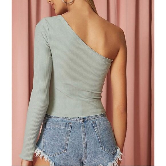 superdown Sandra One Shoulder Top Sage Green Size XS - Picture 4 of 13
